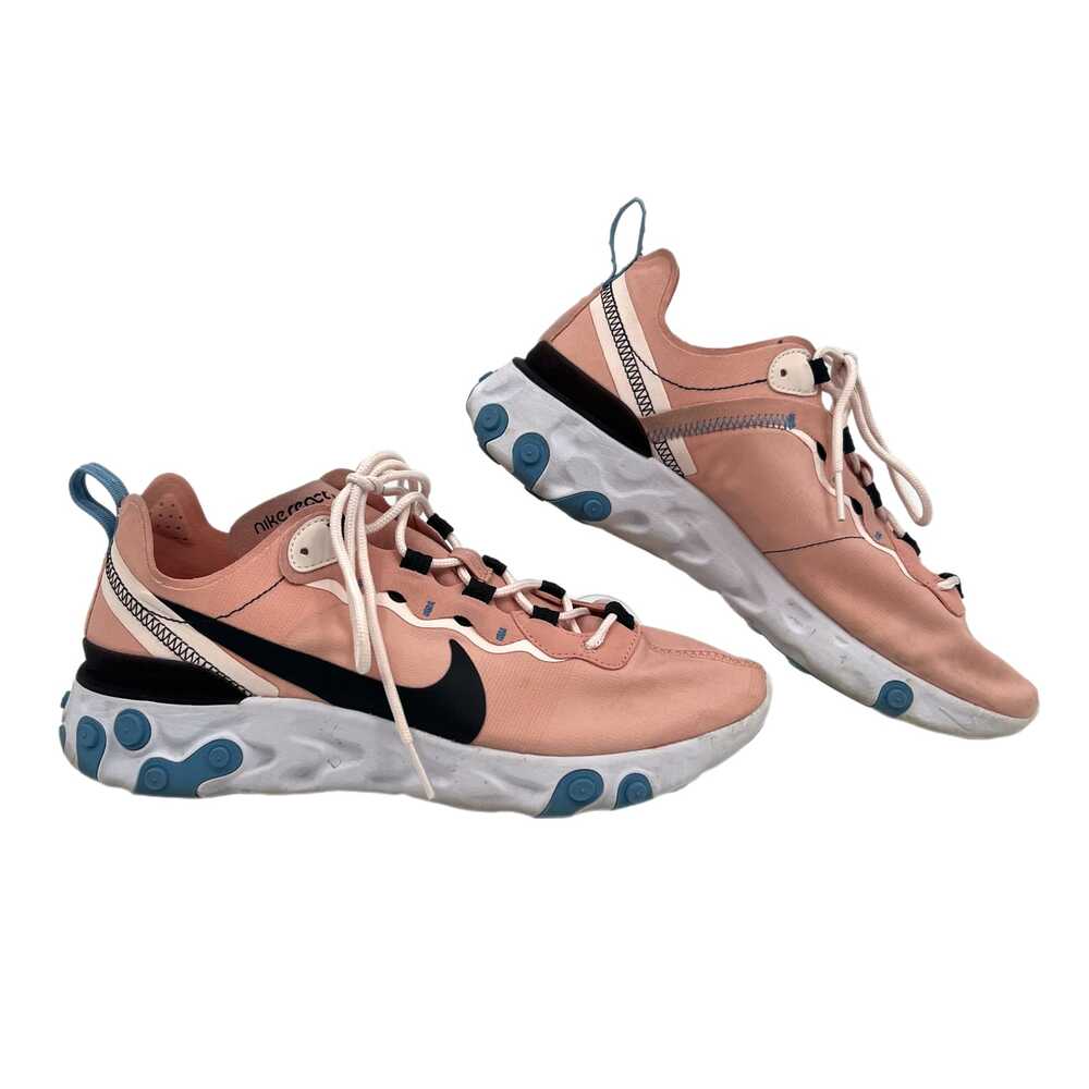 Nike Pink & Blue React Element Sneakers | Lace Up, Round Toe